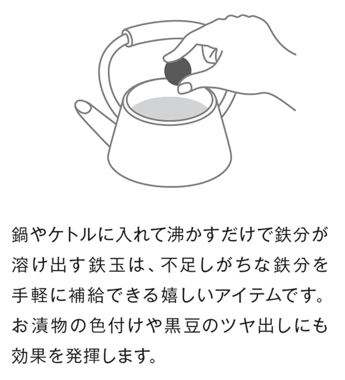 Ikenaga Ironwork Nambu Ironware Iron Ball Made in Japan Bran Pickles Iron Supplement Iron Vegetables Kitty