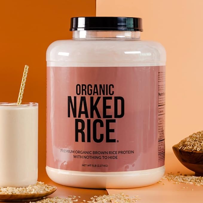 NAKED Rice 1Lb - Organic Brown Rice Protein Powder - Vegan Protein Powder GMO Free Gluten Free &amp Soy Free. Plant-Based Protein No Artificial Ingredients - 15 Servings