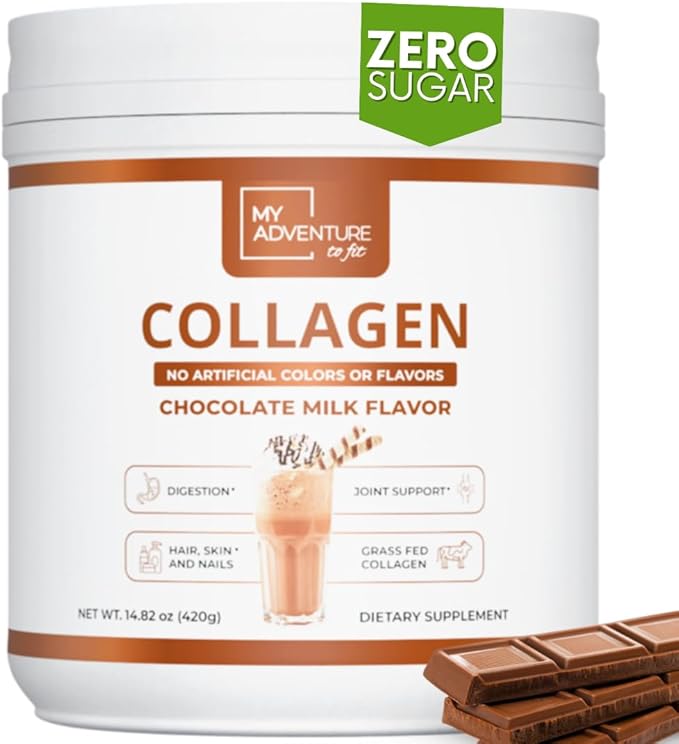 My Adventure to Fit Hydrolyzed Collagen Powder for Women - Grass Fed for Muscle Growth &amp Chocolate Collagen Protein Powder - Keto Collagen Powder for Joints &amp Gut Health - Chocolate Milk 420g