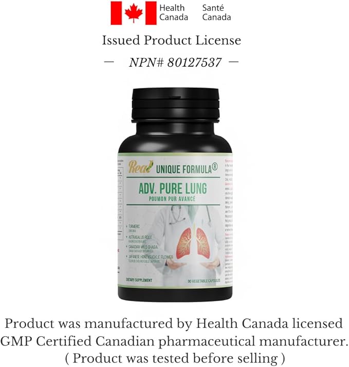 Adv. Pure Lung | Lung Cleanse and Detox | Herbal Respiratory Supplement for Lung Support with Chaga Mushroom Curcumin Turmeric Honeysuckle Flower Astragalus Quercetin Pomegranate