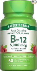 Nature's Truth Sublingual Methylcobalamin B-12 5000mcg Tabs Berry 60 ea (Pack of 2)