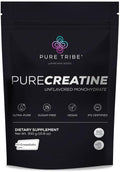PURE TRIBE PureCreatine – Micronized Creatine Monohydrate Powered by Creavitalis – Unflavored Creatine Monohydrate Powder for Energy &amp Recovery – No Bloating Easy Digestion – 5g per Scoop 300g