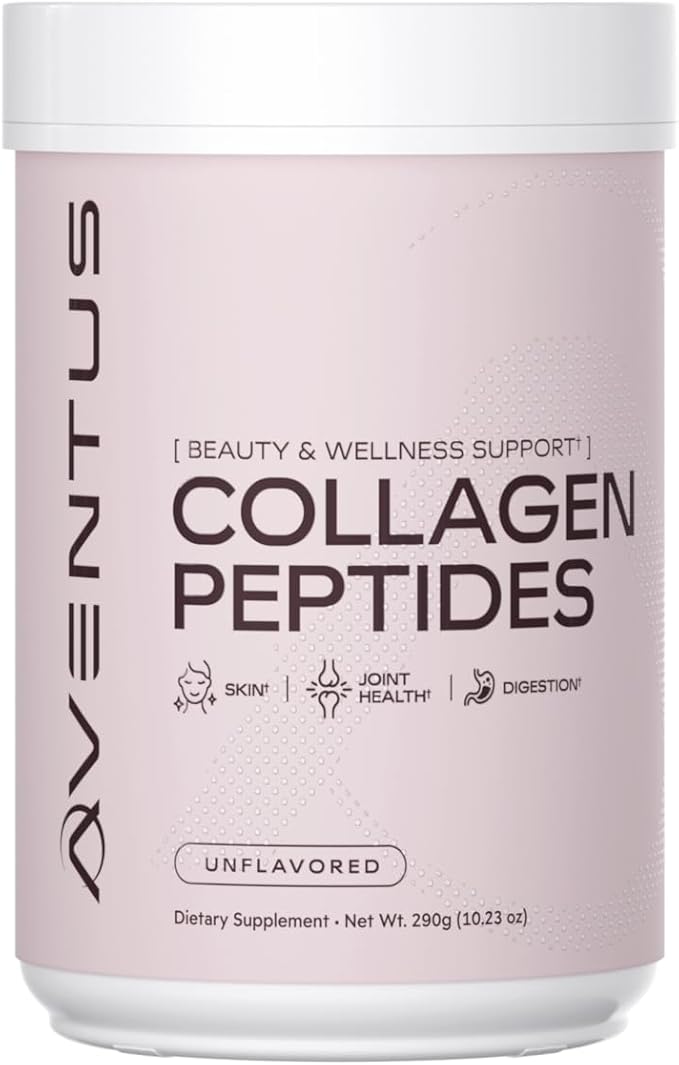 Aventus Collagen Peptides Beauty and Wellness Support for Skin Hair Nails Joint Health and Digestion – Unflavored Powder 10g per Serving 29 Servings