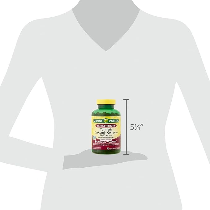 Spring Valley Turmeric Curcumin 1000 mg- Complex Extra Strength 90 softgels (Pack of 1) Set by Basket Goods