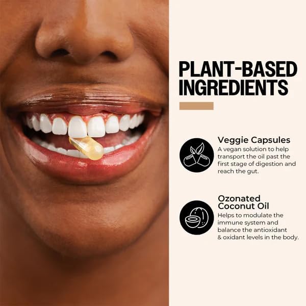 PurO3 Coconut Oil Capsules - High Potency Pure Ozonated Oils for Immune Support &amp Wellness Benefits - Organic Oxygen Infused Supplement - 90 Veggie Softgels