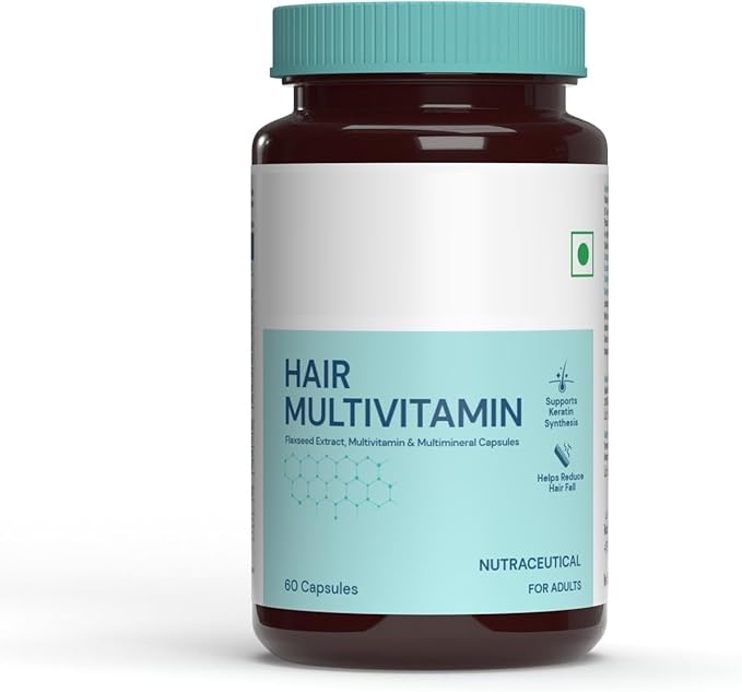 Hair Vitamin with DHT Blockers (60 Capsules) | Omega &amp Biotin Supports Keratin Synthesis &amp Helps Reduce Hair Fall