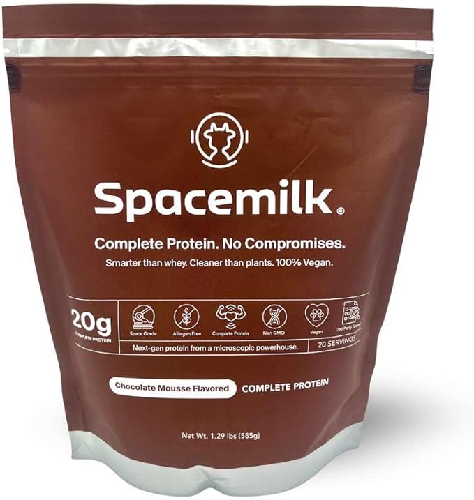 Spacemilk Premium Protein Chocolate Protein Powder Vegan 4.24g BCAAs Non-GMO Gluten Free (1.29 lbs)