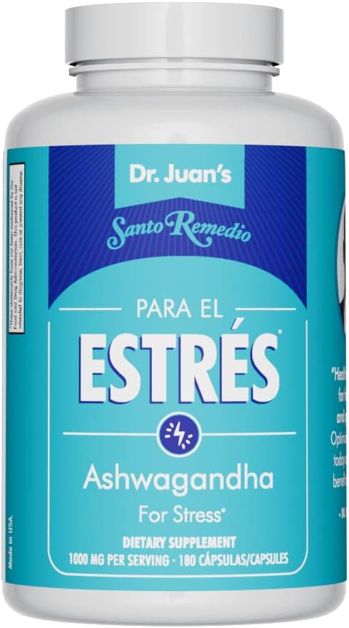 Santo Remedio Ashwagandha Capsules by Dr. Juan Rivera Stress Support Supplement 1000 mg Per Serving 180 Vegetarian Capsules No Artificial Flavors Sugar &amp Sodium Free Daily Wellness Support