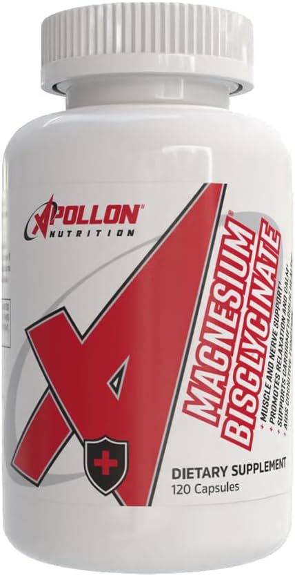 Apollon Nutrition Magnesium Bisglycinate – High-Absorption Complex | 420 mg | Muscle &amp Recovery Support | 60 Servings