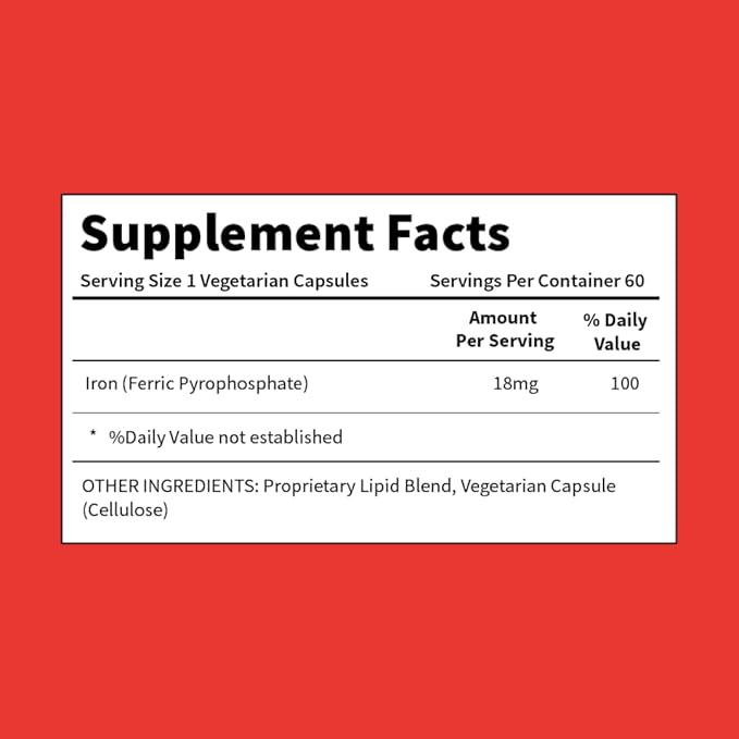 Liposomal Iron | 60 Capsules | Maximum Absorption | Vegan &amp Gluten-Free