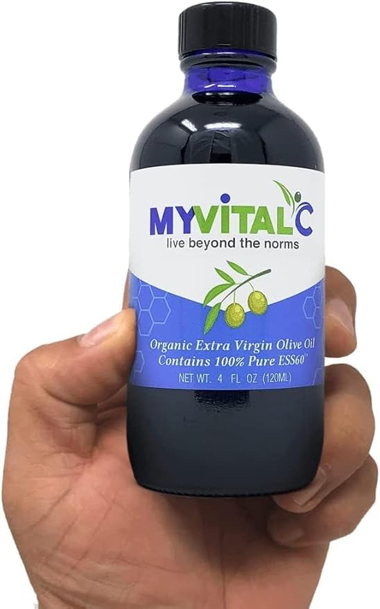 MyVitalC Combo of ESS60 Organic Extra Virgin Olive Oil &amp MyVitalPet ESS60 Extra Virgin Olive Oil for Dog &amp Pets Bacon Flavored - for Longevity - Nootropic - Sleep - Energy - Focus - Pack of 2
