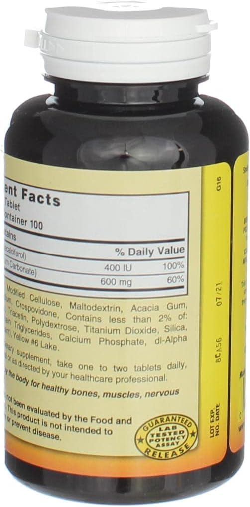 Nature's Blend Calcium Carbonate with Vitamin D3 100 Tablets (Pack of 2)