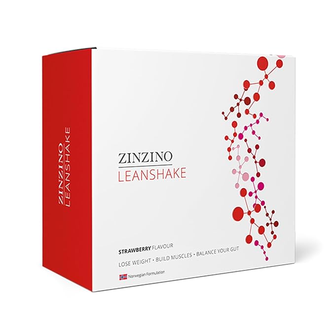 Zinzino LeanShake Strawberry - Whey Protein Powder for Healthy Body Balance Muscle Building &amp Gut Health - Lean Body Protein Shake - (16 x 30g)