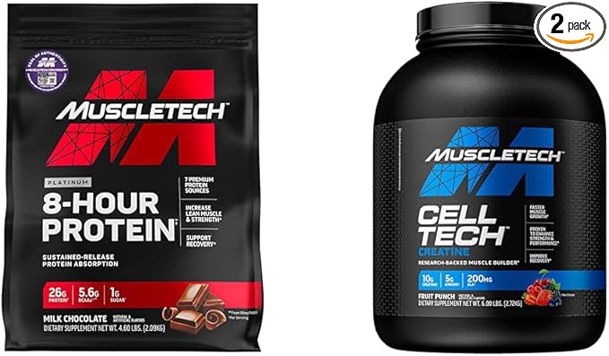Muscletech Whey Protein Powder Phase8 Protein Powder | Whey &amp Casein Protein Powder Blend &amp Creatine Monohydrate Powder Cell-Tech Creatine Powder | Post Workout Recovery Drink