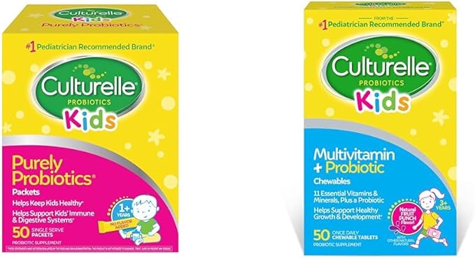 Culturelle Kids Purely Probiotics Packets Daily Supplement &amp Kids Complete Chewable Multivitamin + Probiotic for Kids