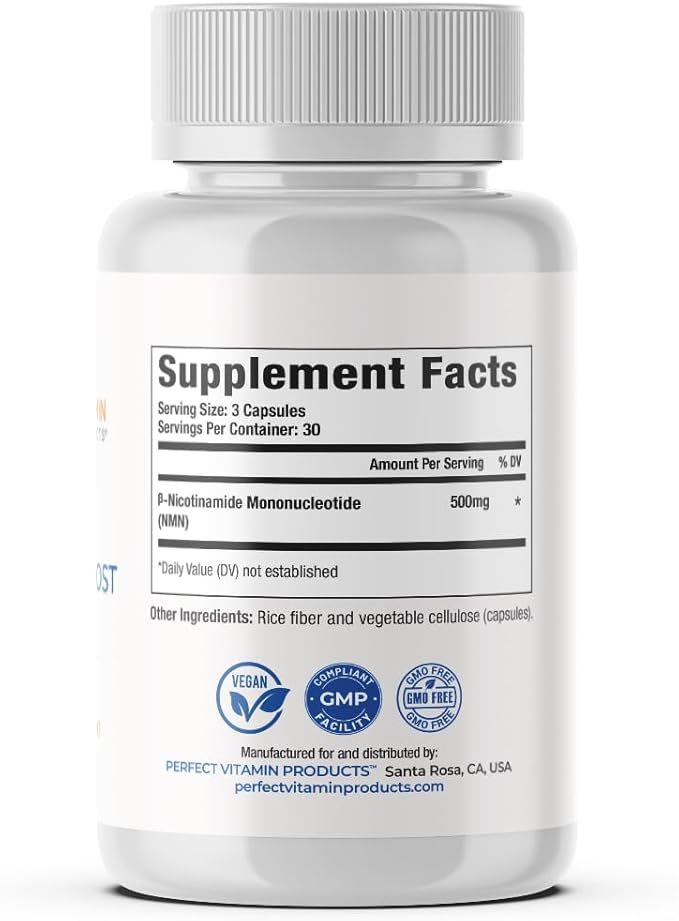 NAD+ Cellular Boost – 500mg NMN Supplement for NAD+ Support Cellular Energy Brain Clarity &amp Anti-Aging – Longevity &amp Recovery Support – 90 Vegan Capsules (30 Servings)
