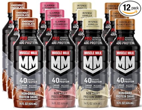 Muscle Milk Pro Series Protein Shake Top 4 Flavor Variety Pack 14 Fl Oz Bottles (Pack of 12)