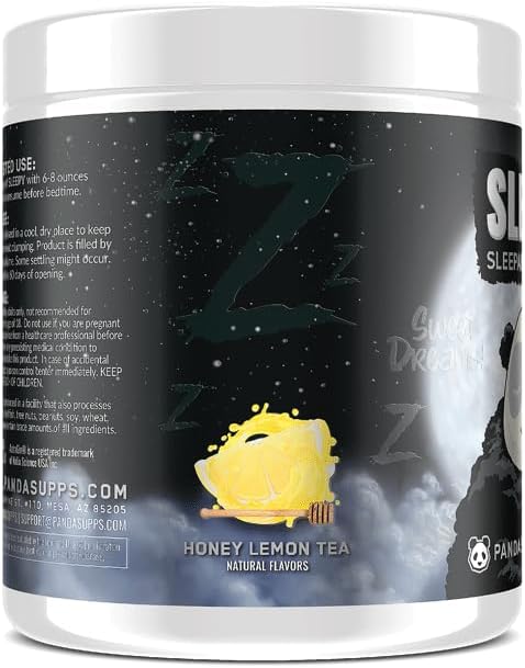 Underground Bio Labs™ Panda SUPPS – Sleepy 2.0 Natural Sleep Aid Formula: 5mg Melatonin 300mg GABA Chamomile Extract (Honey Lemon Tea) 30 Servings