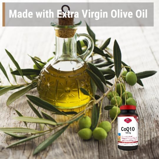 Olympian Labs Coenzyme Q10 100mg Softgels formulated with Extra Virgin Olive Oil Heart Health Support Cell Protection from Free Radicals