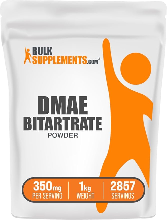 BulkSupplements.com DMAE Bitartrate Powder - Dimethylaminoethanol Bitartrate DMAE Supplement - Unflavored &amp Gluten Free 350mg per Serving 1kg (2.2 lbs) (Pack of 1)