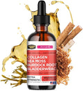 Colageno Hidrolizado para Mujeres y Hombres con Musgo Marino Raíz de Bardana y Bladderwrack. para el Cabello Piel Uñas y Articulaciones. Control de Peso y Refuerzo de inmunidad. 2 oz.