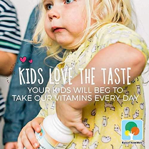 Raise Them Well Tasty Chewable Kids Multivitamin All-Natural Colors Flavors &amp Sweeteners Daily Essential Vitamins for Children Easy-to-Chew Vitamins Strawberry