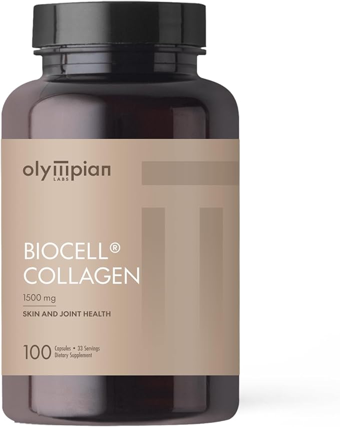 Olympian Labs Biocell Collagen II 1500mg Supplement Capsules Non-GMO Gluten-Free Allergan-Free - Supports Skin &amp Joint Health and Cartilage Producing Cells - 100 Capsules (33 Day Supply)