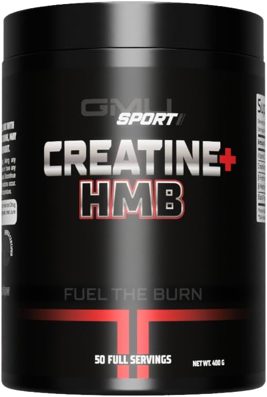 GMU SPORT Creatine 2.0 – Creatine + HMB Powder | 50 Servings | 5g Creatine Monohydrate + 3g HMB + Piperine | Muscle Growth Strength &amp Recovery Support | Clean Unflavored Supplement for Men &amp