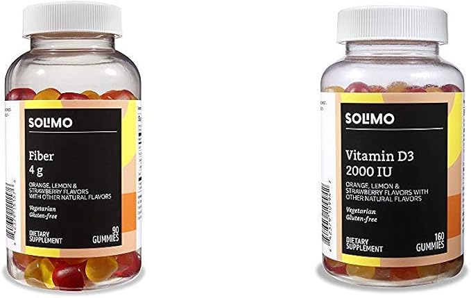 Amazon Basics Fiber Gummies (90 Count) and Vitamin D3 Gummies (160 Count)