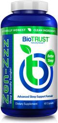 BioTRUST Zen-Zzz Non-Habit-Forming Sleep Support Supplement - Melatonin L-Theanine Glycine Magnesium Lemon Balm Passion Flower Chamomile - 60 Capsules