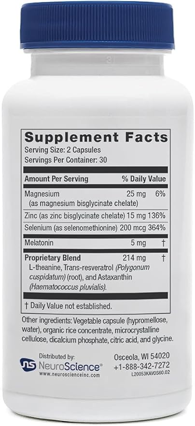 NeuroScience Kavinace OS + Calm CP Cortisol &amp Adrenal Support with Melatonin L-Theanine + Botanicals (2 Products)
