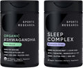 Sports Research® Sleep Pack - Organic Ashwagandha – Adaptogen for Relaxation Calm &amp Sleep Support 600 mg + Sleep Complex- Melatonin-Free Vegan Capsules