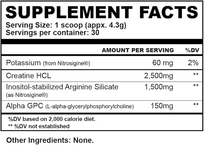 CreActive Creatine HCL + Nootropic + Nitric Oxide - Supports Muscle Performance Cellular Energy Production &amp Cognitive Function (Unflavored)