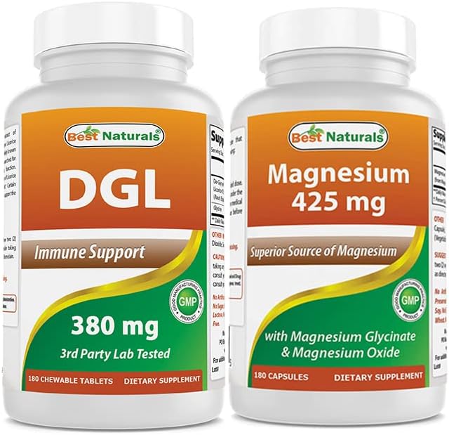 Best Naturals DGL Chewable 380 mg &amp Magnesium Glycinate 425 mg