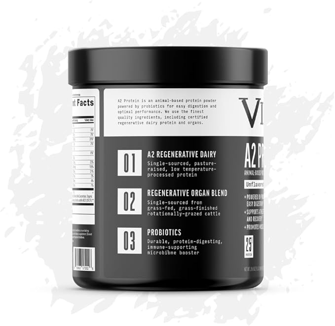 A2 Protein Powder Unflavored 25 G Protein per Serving Organic A2/A2 Whey Casein Blend with Probiotics and Celtic Sea Salt Gluten Free Workout Supplement Non GMO 20 Servings 27.4 Oz