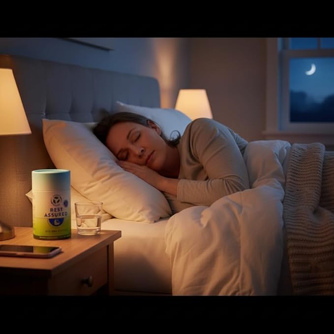 Rest Assured Nighttime Sleep Support Supplement with Melatonin Magnesium Chamomile Passion Flower St John's Wort Ashwaganda L-Theanine L-Taurine Eco-Friendly Packaging 30 day supply