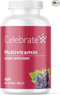 Celebrate Vitamins Bariatric Multivitamin Chewable Iron Free - Post Gastric Bypass &amp Sleeve Gastrectomy Supplement for Men &amp Women - Essential Minerals &amp Vitamin A B D &amp E - Grape (