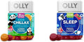 OLLY Kids Chillax Gummies L-Theanine Magnesium Lemon Balm 50 Count &amp Sleep Gummies 0.5mg Melatonin L Theanine Chamomile Lemon Balm 50 Count