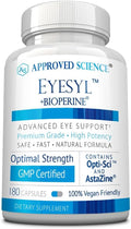 Approved Science EyeSyl - Eye Support Supplement - Chromium Picolinate Taurine Lutein Zeaxanthin Bilberry BioPerine - 3 Month Supply - 180 Capsules - Made in USA