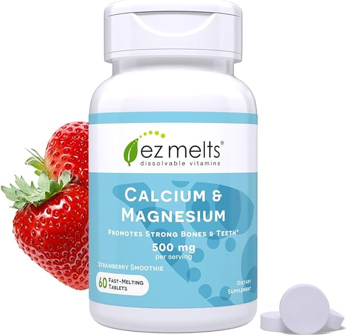 EZ Melts B12 Sublingual Vitamin and Dissolveable Calcium and Magnesium Supplement Bundle