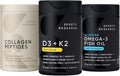 Sports Research Body Wellness Pack - Vitamin D3 5000iu + K2 100mcg Omega-3 Fish Oil 1250 and Organic Collagen Peptides