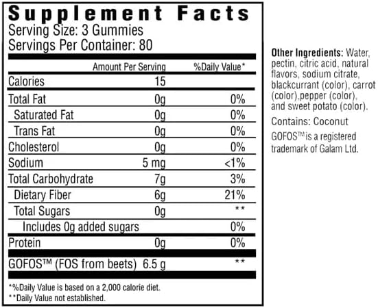 Exquisite Fiber Gummies for Digestive Health 240 Count Sugar Free