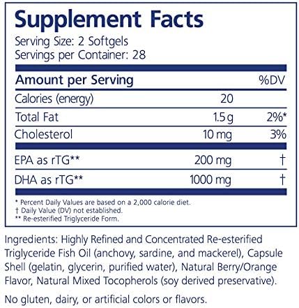 Nuretin - High DHA Omega-3 Fish Oil Supplement (1000mg DHA &amp 200mg EPA) - Support Healthy Retinal Function - Re-esterified Triglyceride Form –Eye Health Supplements for Adults – 1 Month Supply