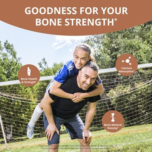 NuBest Bone Xtra - Plant Based Bone Strength Strontium Boost with Strontium Citrate Calcium Magnesium from Marine Algae Phosphorus Vitamin C K2 D3 | Maximum Calcium Absorption | 1 Month Supply