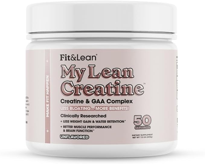 Fit &amp Lean Creatine for Women My Lean Creatine Powder Complex with GAA Muscle Performance Cognitive Function and Less Bloating Reduced Water Retention Unflavored 50 Servings