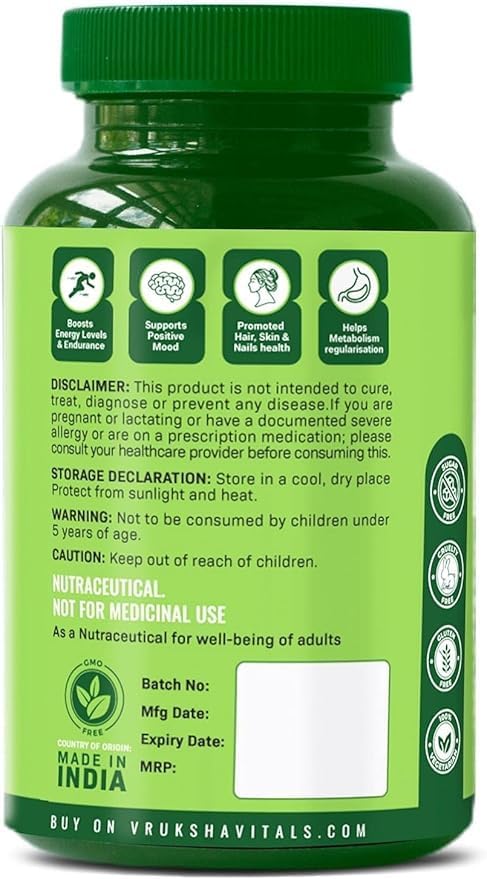 Vedanta Vita B Complex Vegetable Capsules 100% RDA B Vitamins (B1 B2 B3 B5 B6 B7 B9 B12) Vitamin C Calcium Iron Zinc Potassium Folic Acid 200 Count