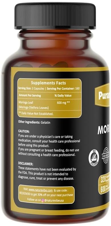 Ashwagandha 320 Capsules &amp Moringa 320 Capsules – Herbal Dietary Supplement | Easy Daily Use | Non-GMO Ingredients No Artificial Colors | Capsules Combo Pack