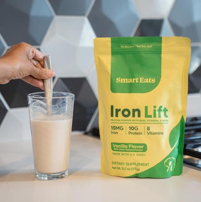 Smart Eats - Iron Powder | Highly Absorbed | Avoids Side Effects | Complete Nutrition: Protein Vitamins Fiber | Tasty Drinks &amp Shakes | Boost Hemoglobin Ferritin | Vanilla Flavor | 15 Scoops