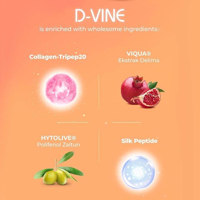WELLOUS Ibling D-Vine Pomegranate Extract Chewable Collagen - Anti Aging Glowing Skin Reduce Wrinkles Hydrating &amp Firming 60 Tablets/Bottle
