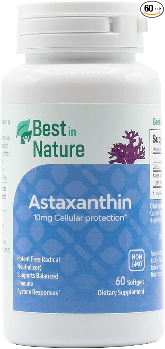 Astaxanthin 10mg 60 softgels - Antioxidants for Eye and Nervous System Support.* Features AstaReal®. from